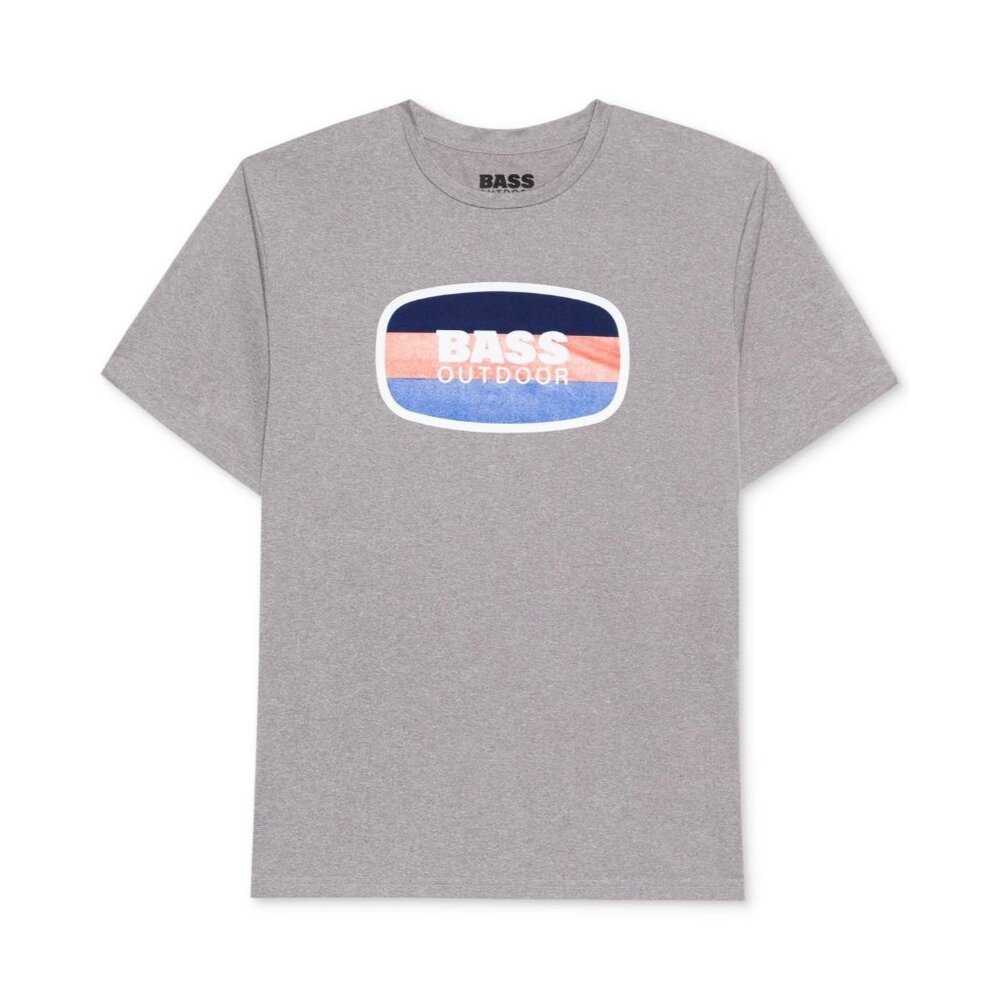 Bass Outdoor Shirt Mens Size M Gray Heather Graphic Short Sleeve Crew Neck